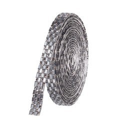 1 Pcs 3 Yards 10mm Self-Adhesive Crystal Rhinestone Ribbon Clear Gray