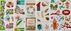199+ Stickers themed Birds Spring meadow plants insects sunshine rainbow bloom