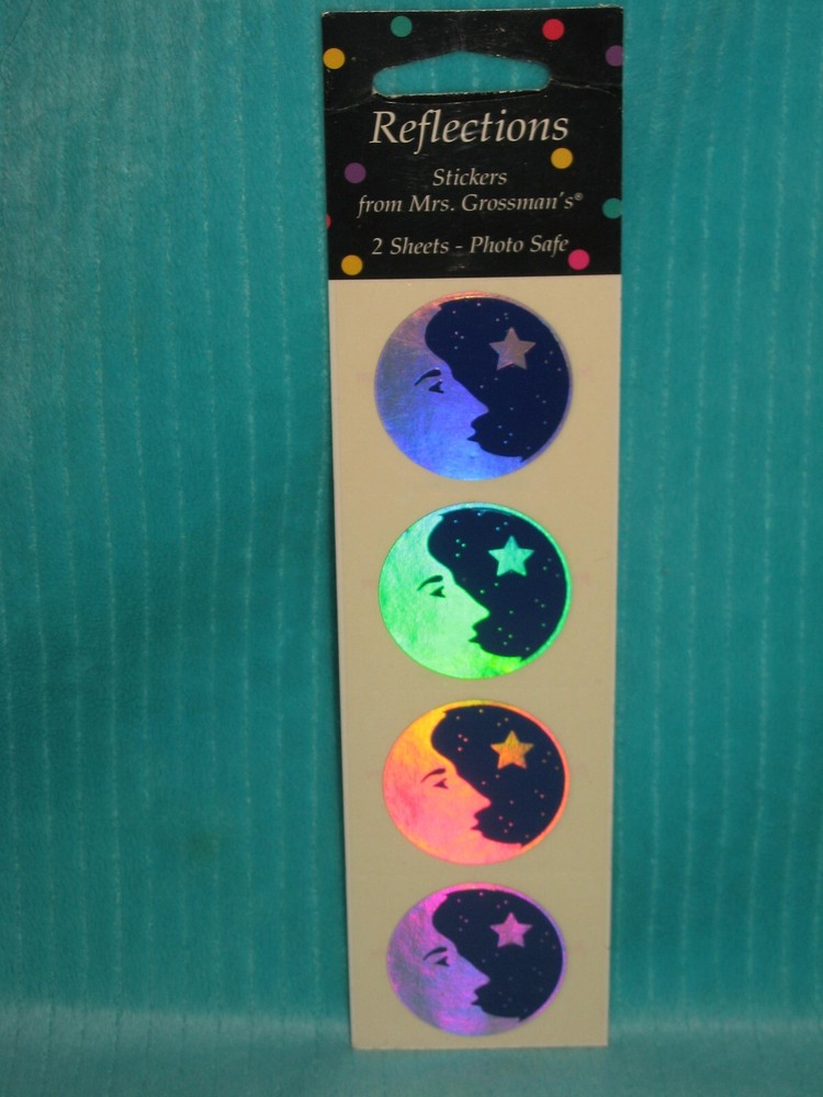 Set 8 Vintage Reflections Moon Stars Stickers Mrs. Grossman’s Hologram