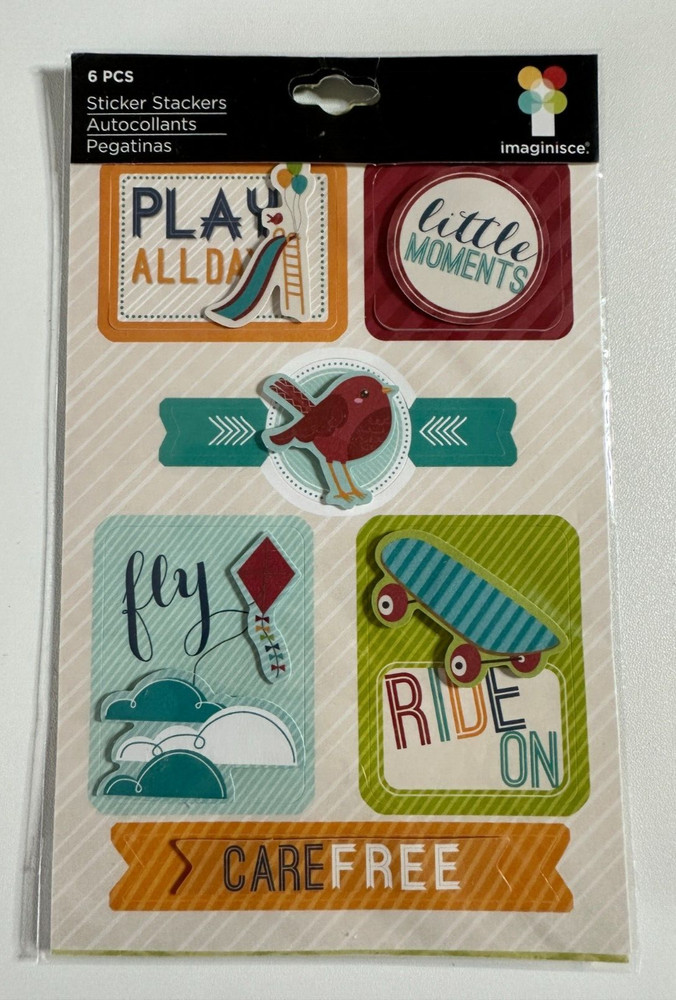American Crafts, Imaginisce Play All Day Sticker Stacker, skateboards, kites,
