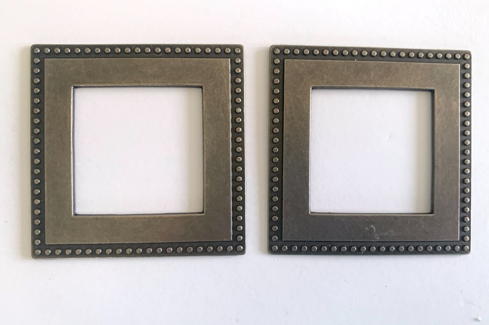 Lot of 2 Making Memories BEADED SQUARE CHARMED FRAMES 2-1/4″ X 2-1/4″