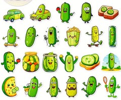 75 Piece Small Candy Lollipop, Cucumber, And Pineapple Stickers