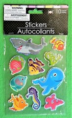 10pc Coloful Ocean Life Stickers Fish Shark Dolphin Algae Coral Sea Horse NIP