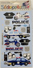 VTG STICKOPOTAMUS POLICE STICKERS SCRAPBOOK COPS PACKAGE 18 DESIGNS BINDER READY