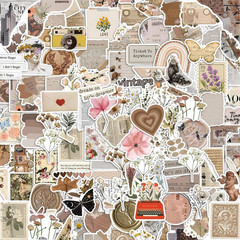 120Pcs Mixed Vintage Stickers, Waterproof Scrapbook Aesthetic Sticker for Daily