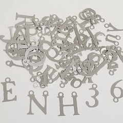 Making Memories Metal Letter Number Charms Upper Lower Case Silver FULL SET -A