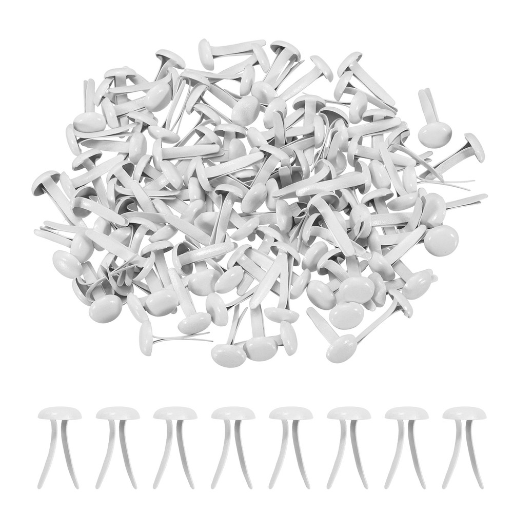 250Pcs Brads Paper Fasteners, 4.5×8 mm Metal Round Head Split Pins, White