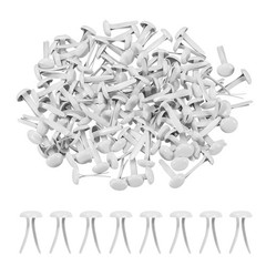 250Pcs Brads Paper Fasteners, 4.5×8 mm Metal Round Head Split Pins, White