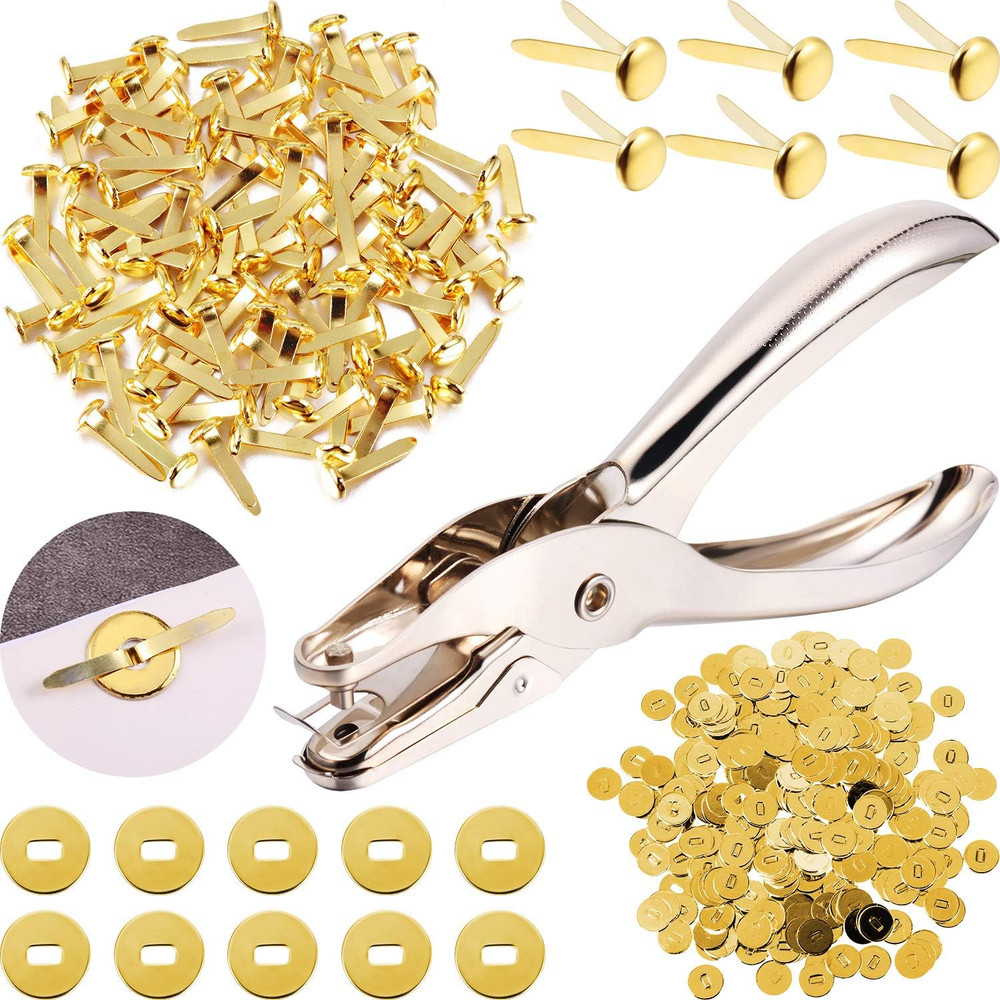 100 Pieces 3/4 Inch Brass Paper Fasteners Paper Brads, and 300 Pieces Plated Bra