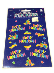VTG AMSCAN Happy Hanukkah Stickers Decal Dreidel Toy 4 Sheets 15901 Fun NOS NEW