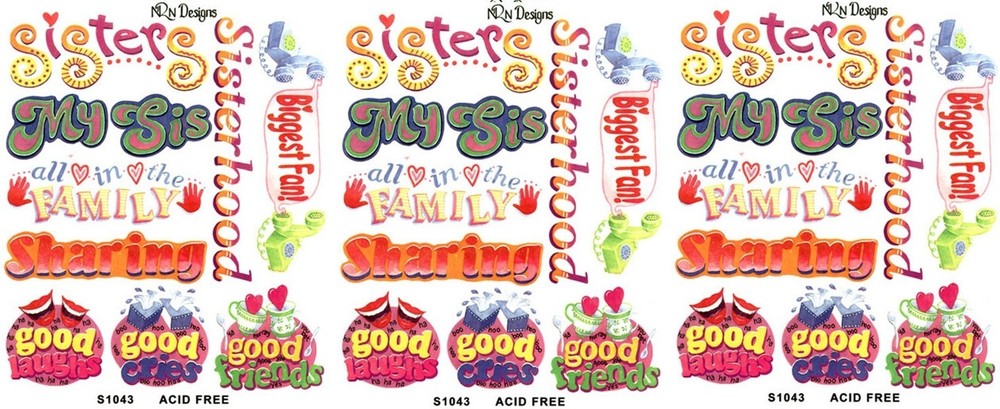 NRN Designs SISTER Best Friend Family Scrapbook Stickers 3 Sheets!