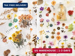 Knaid Pressed Flower Themed Stickers Set (320 Pieces) Dried Flowers Resin Sticke