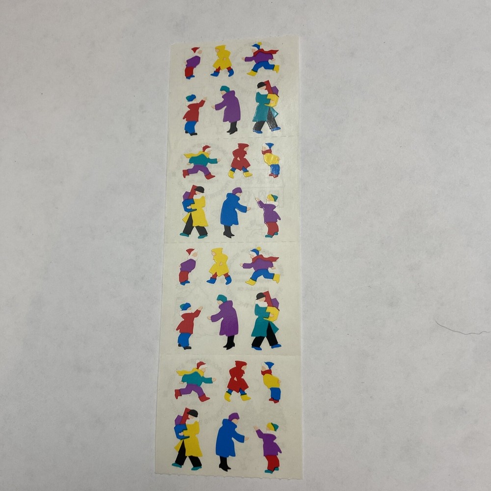 Mrs Grossman’s StickerS TINY PEOPLE/SHOPPERS – 1 Strip of Vintage 1996 Winter