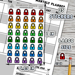Lock Stickers, Mini Icon Reminder Planner stickers, Journals, Scrapbooks