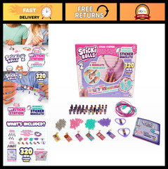 Wearable Sticker Jewelry Kit – 320 Mini Stickers, 6 Bracelets & 2 Necklaces, 100