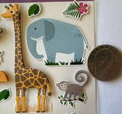 JUNGLE ANIMAL Dimensional Stickers(22pc) Sticko…Giraffe…Monkey…Lion…Tiger…Rino…