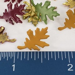 Set of 12 Oak Leaf Brads Leaves 3 Autumn Fall Colors Paper Art Handmade Cards