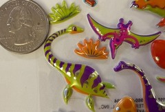 PUFFY FOIL DINOSAUR Stickers (26pc)Prehistoric•T-Rex•Bright Color•Card Making•