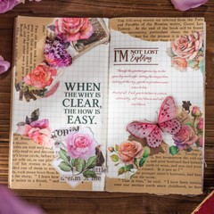 Vintage Rose Letter Paper Stickers Junk Journal Diary Decorative Collage Crafts
