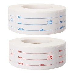 2 Rolls 1000 Pieces Removable Food Labels, 1 x 2 Inch 1 x 2 inch, Blue+red