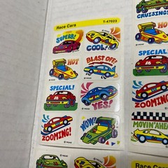 Vintage Trend Race Car Stickers T-47023 5 Sheets 1990s NOS Classroom Reward