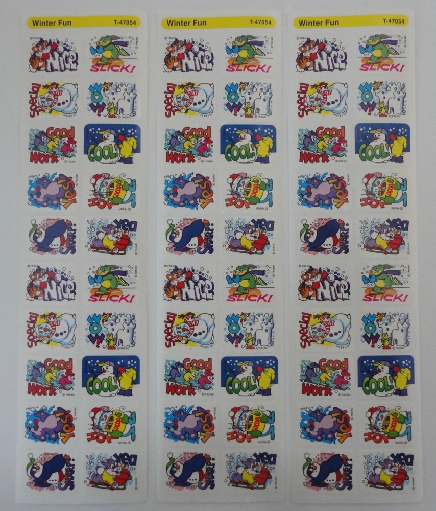 2 Sheets Winter Fun TREND Teacher Stickers (40) T-47054