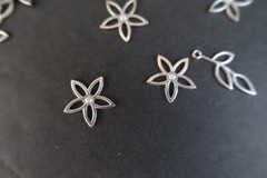 NEW Stampin Up Petal Passion Embellishments 24 Metal Silver Tone Vines Leaves