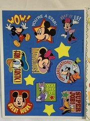 3 Sheets VINTAGE Disney Stickers Mickey & Minnie Donald Pluto + BONUS