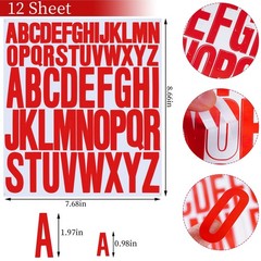Aesthetic Letter Stickers, 12 Sheets Waterproof Vinyl, Alphabet