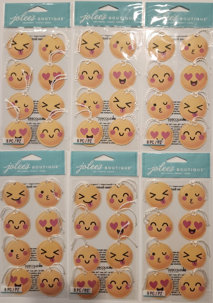 Lot of 6 packs JOLEE’S Boutique Emoji Tags with ties