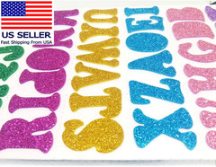 5 Sheets 210PCS Colorful Glittery Foam Self Adhesive Letters Stickers,Foam Lette