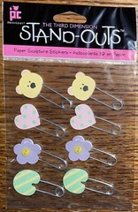 Provo Craft STAND-OUT 3D Baby Girl Diaper Pins💕🌸🐻Stripes Scrapbook Stickers