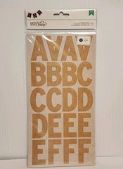 American Crafts DIY Shop Large Letter Stickers Kraft & Black- Lot of 3