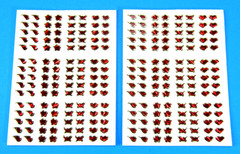 Gold Lined Red Gem Hearts Stars Butterflies Micro Sticker Sheets Set Of 2