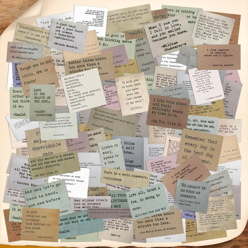 240 Piece Vintage Typewriter Style Inspirational Quote Stickers for Scrapbooking
