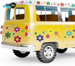 12 Sheets Daisy Stickers 96 Pcs Retro Hippie Flower Car Decals Self Adhesive