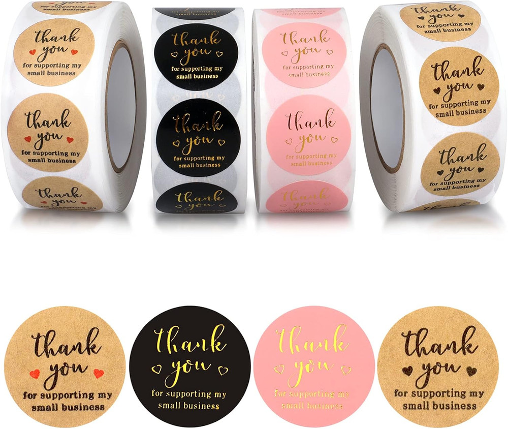 Thank You round Stickers for Supporting My Small Business Adhesive Labels, -Colo