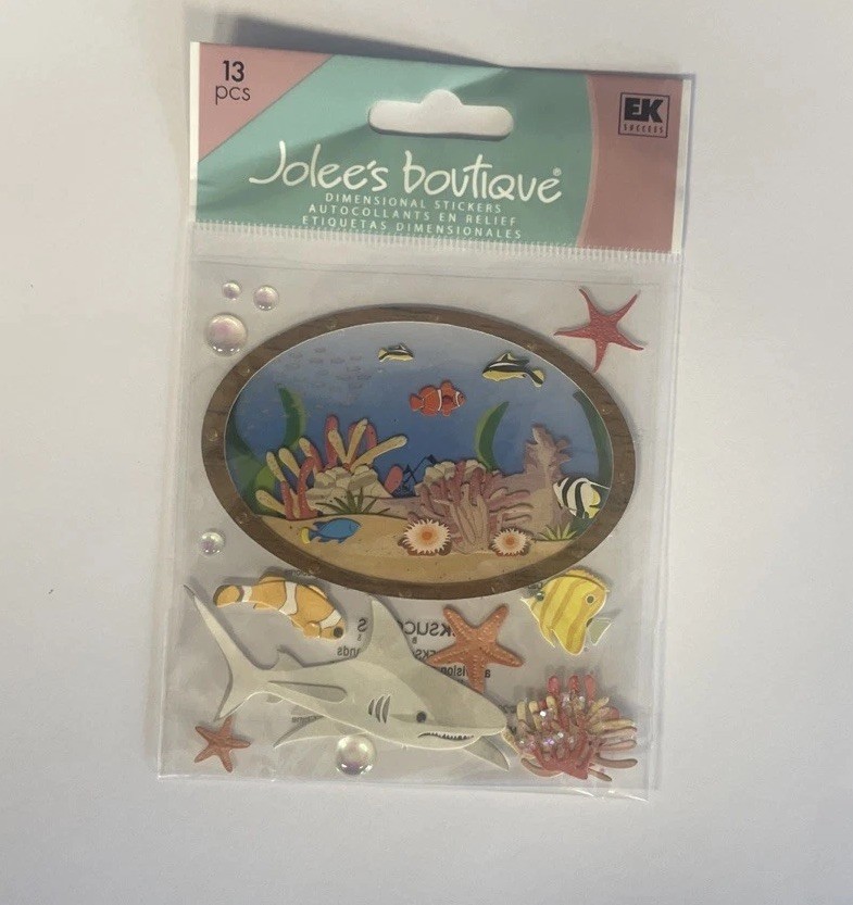 Rare Jolees Sticker Aquarium 2010 3-d Fish Coral Shark New