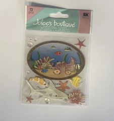Rare Jolees Sticker Aquarium 2010 3-d Fish Coral Shark New