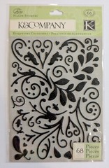 RARE The Kiss Black Glitter Swirls Pillow Scrapbooking Stickers By K&Company