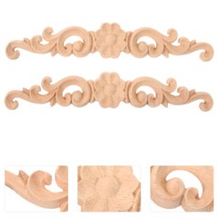 2PCS Wood Carving Sticky Flower Door Head Carving Flowers Solid Wood Applique