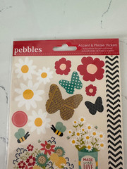 Pebbles Accent & Phrase Stickers Flowers Butterflies Enjoy Hello Scrapbooking