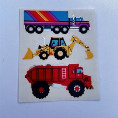 Vintage 1986 Sandylion Stickers Foil shiny Large Trucks Construction