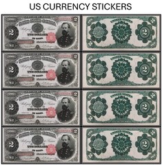 $2 Two Dollar 1891 Treasury Note (US CURRENCY STICKERS) (Lot Of 4)