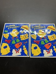 Lot of 2 Vintage Slicker Stickers Sheets Hallmark Duck Raincoat 1985 W27