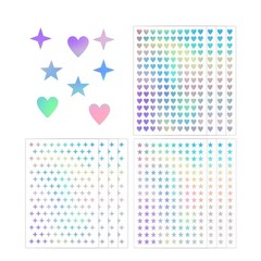 1800pcs Mini Holographic Glitter Foil Stickers, Self~Adhesive Star & Heart