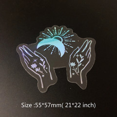10 Pack Mix Holographic Laser Silver Transparent Stickers Waterproof Sun Moon