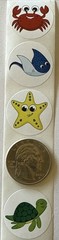 OCEAN CREATURES Stickers(8pc) Starfish•Turtle•Crab•Seahorse •Fish•Card Making•