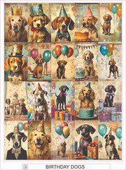 BIRTHDAY DOGS – COMPLETE SHEET OF 20 STICKERS