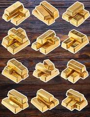 Gold Bars Die Cut Vinyl Stickers Set Scrapbooking Laptop Waterbottle